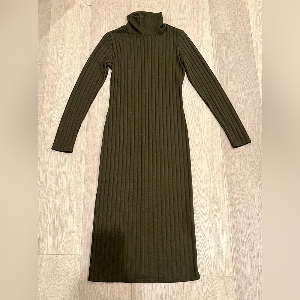 H&M Turtleneck Rib Knit Maxi Bodycon Dress